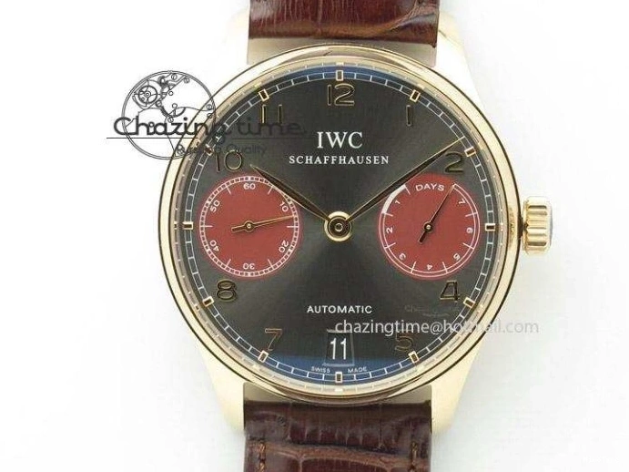 MIROTIME 0319 Unique Portuguese IW3714 Diam ZF V2 1:1 Best Edition Gray Dial On Brown Leather Strap A79350 (Slim Movement) 7250